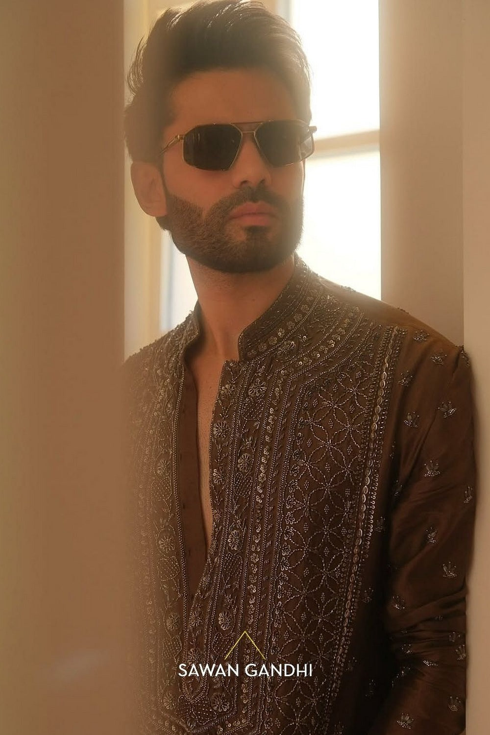 Rahul sharma in Brown Chikankari kurta