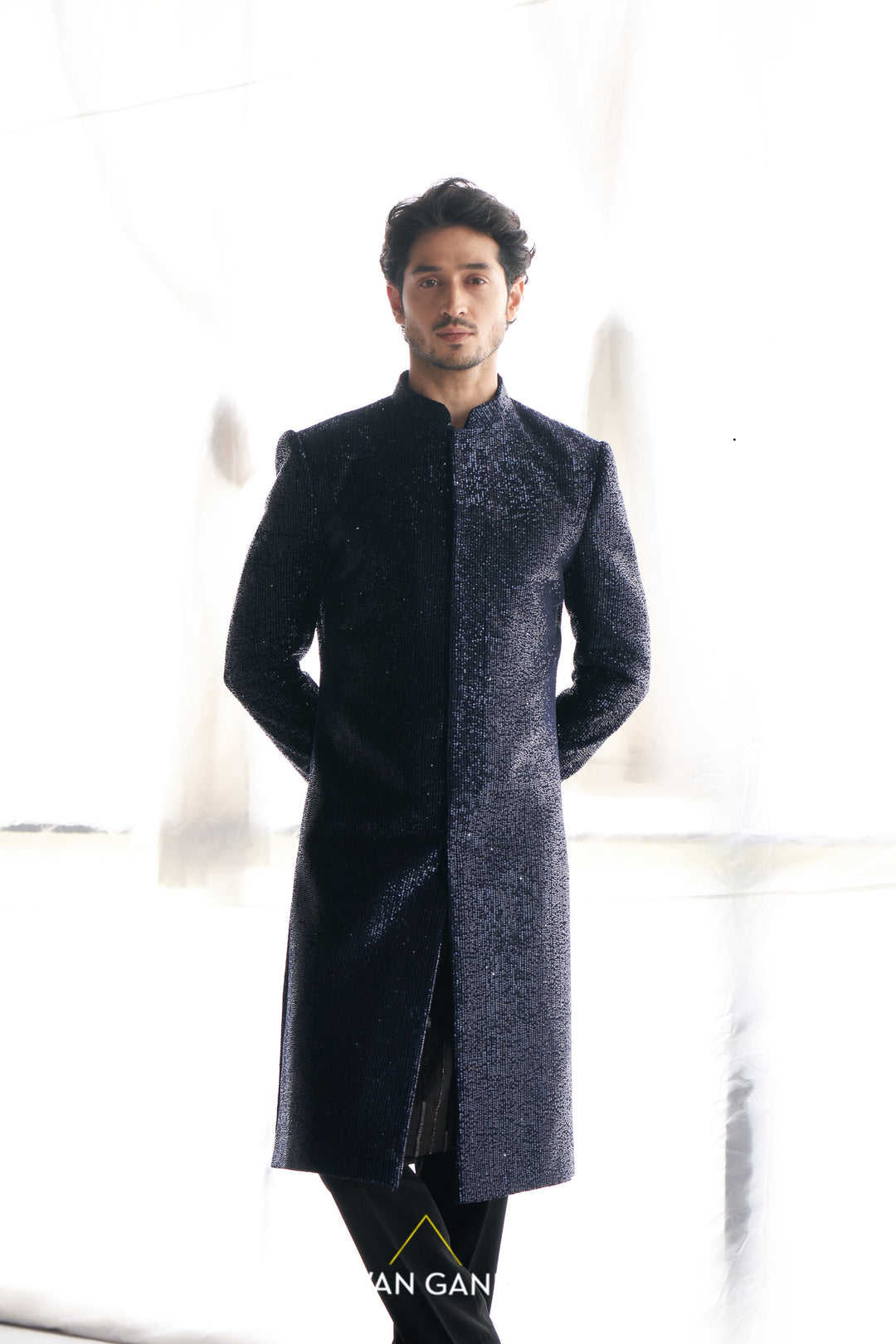 Blue sequins sherwani