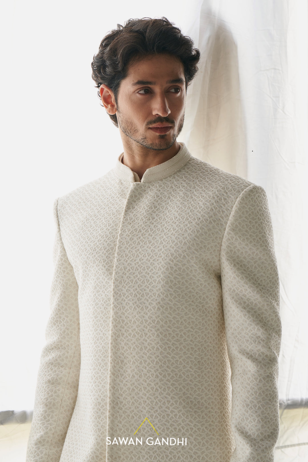 Ivory jaal sherwani