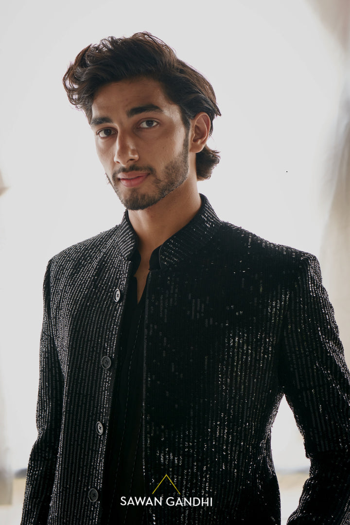 Black sequins bandhgala