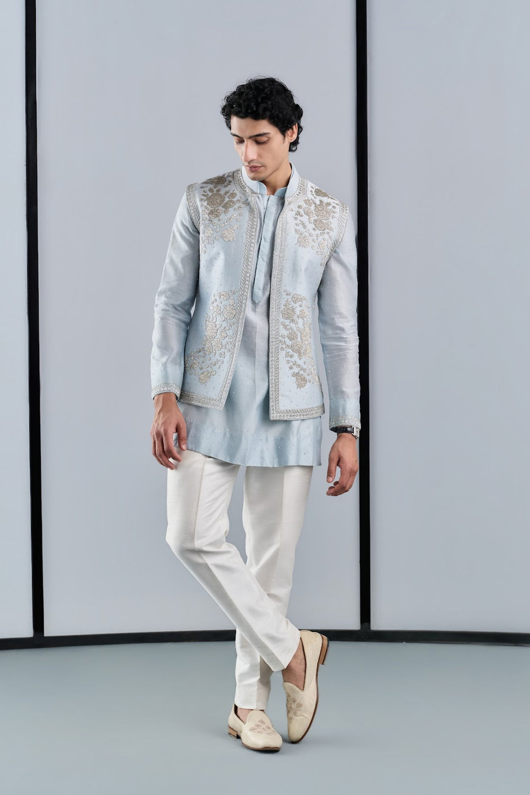 Ice blue nehru set