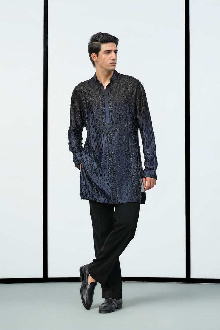 Ombre black and blue kurta
