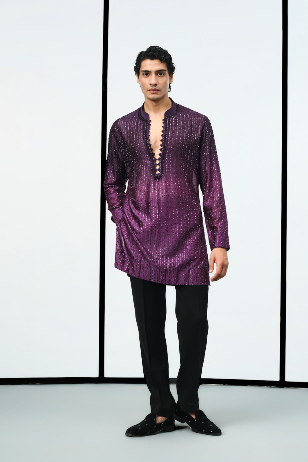 Ombre wine purple kurta