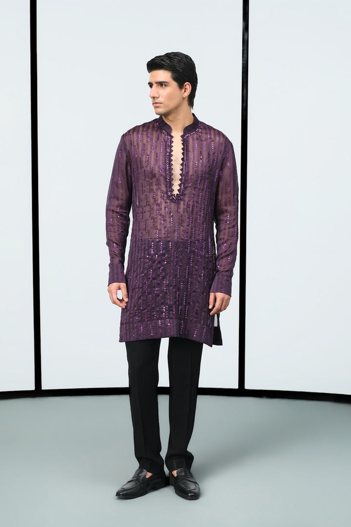 Wine chandheri handloom kurta