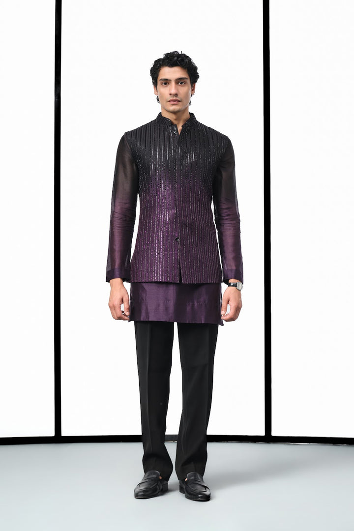 Black to purple ombre nehru set