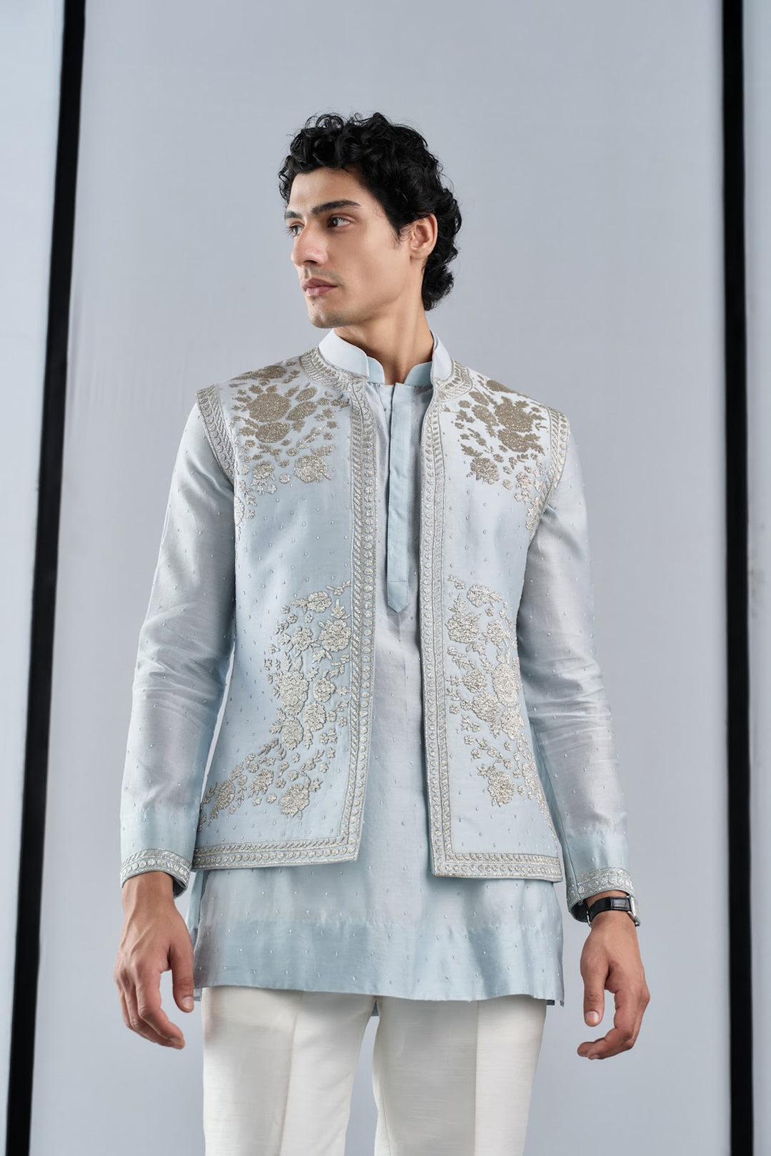 Ice blue nehru set