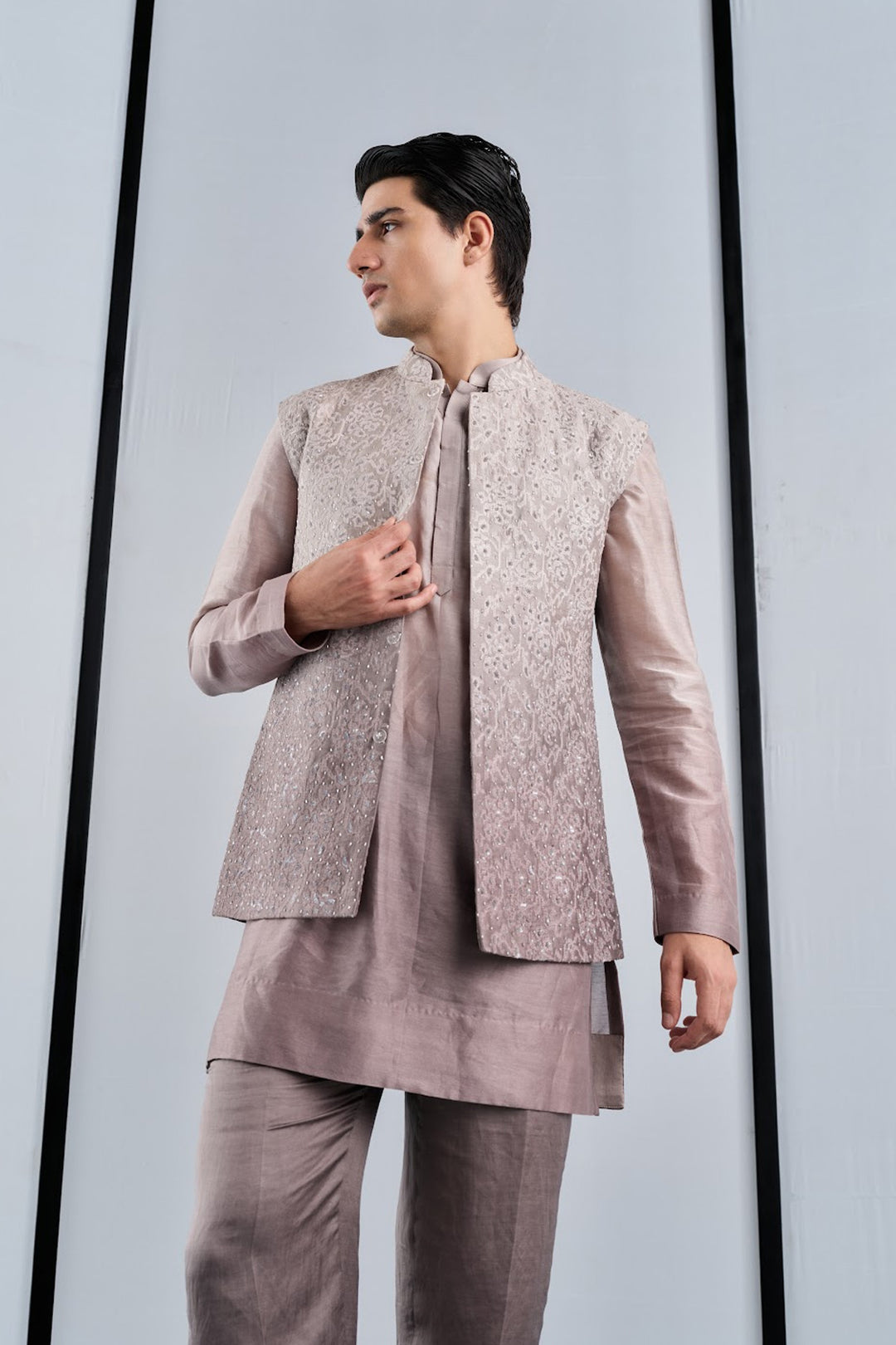 Taupe ombre nehru set