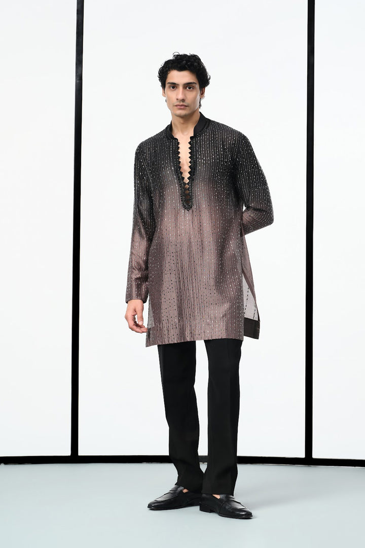 Ombre black to grey swarovski kurta