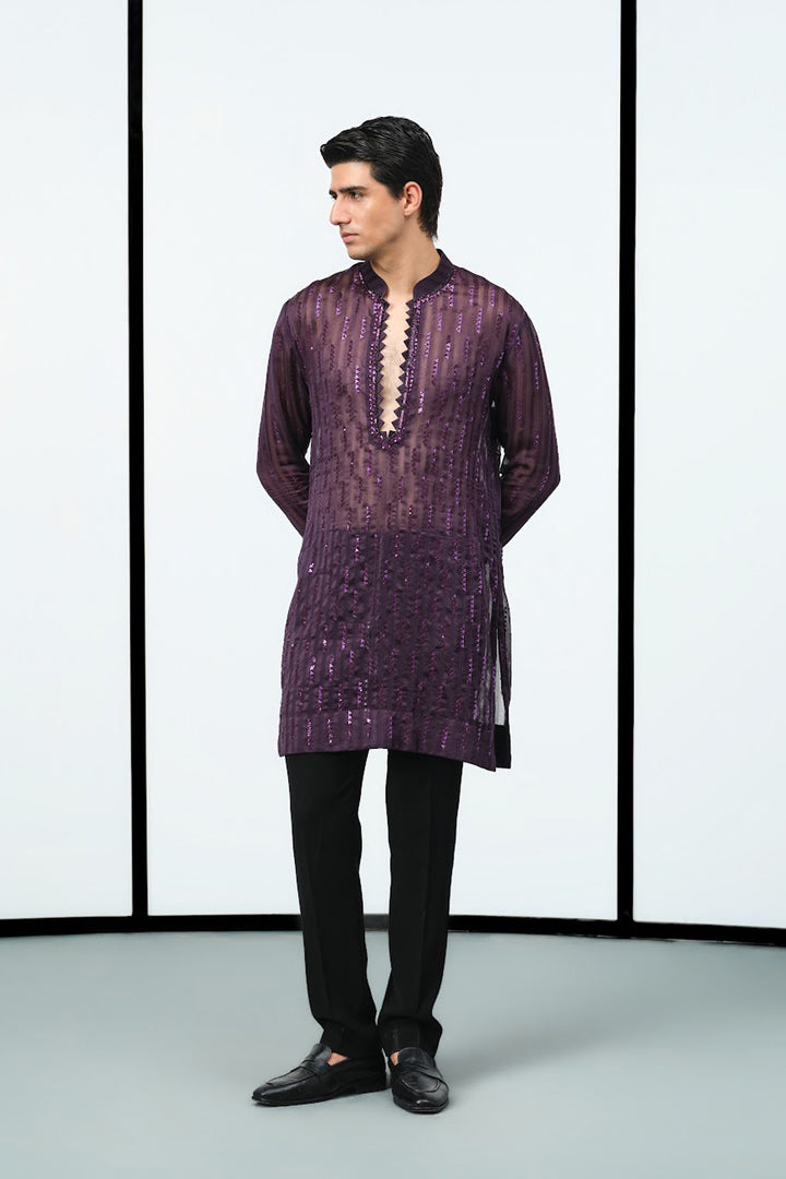 Wine chandheri handloom kurta