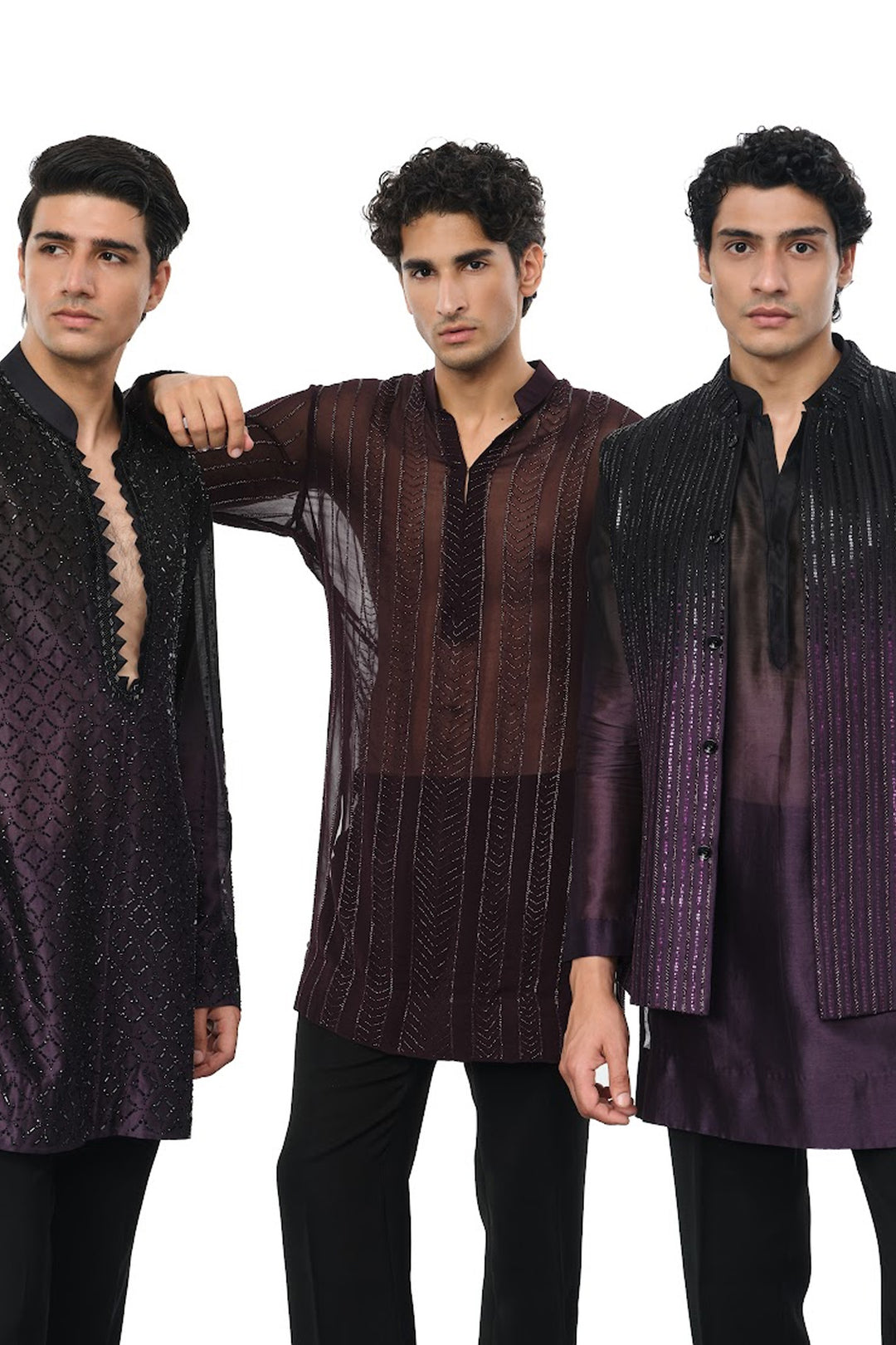 Black to purple ombre swarovski kurta