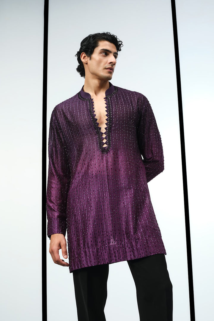 Ombre wine purple kurta