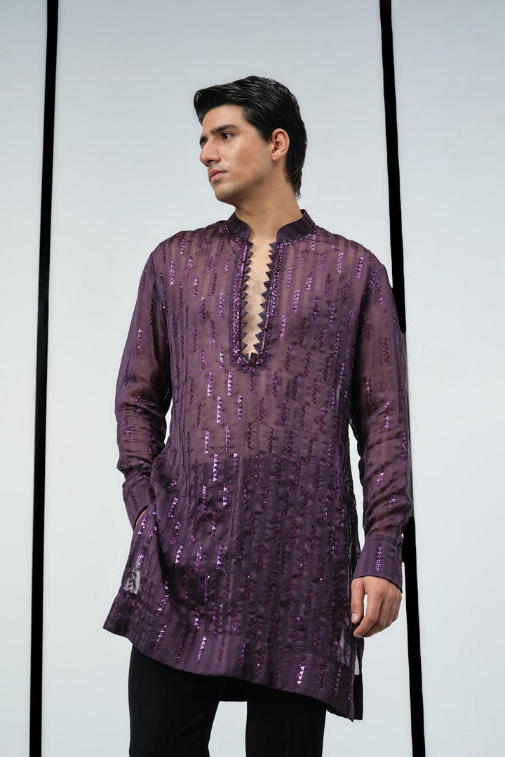 Wine chandheri handloom kurta