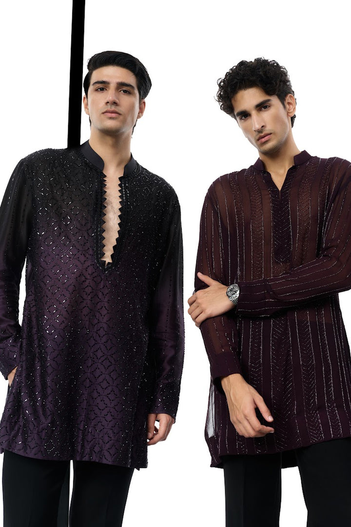 Black to purple ombre swarovski kurta