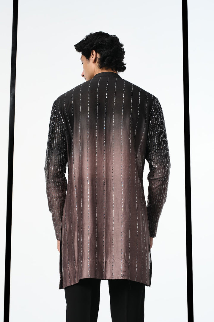 Ombre black to grey swarovski kurta