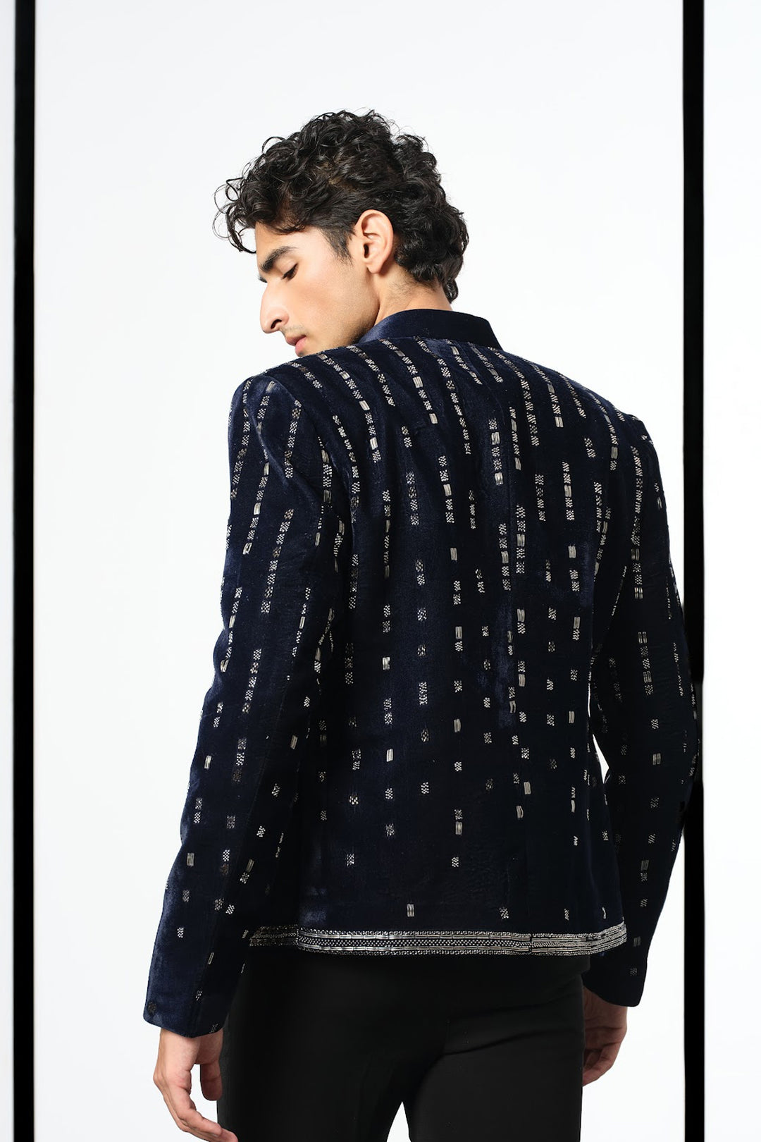 Navy velvet crop jacket