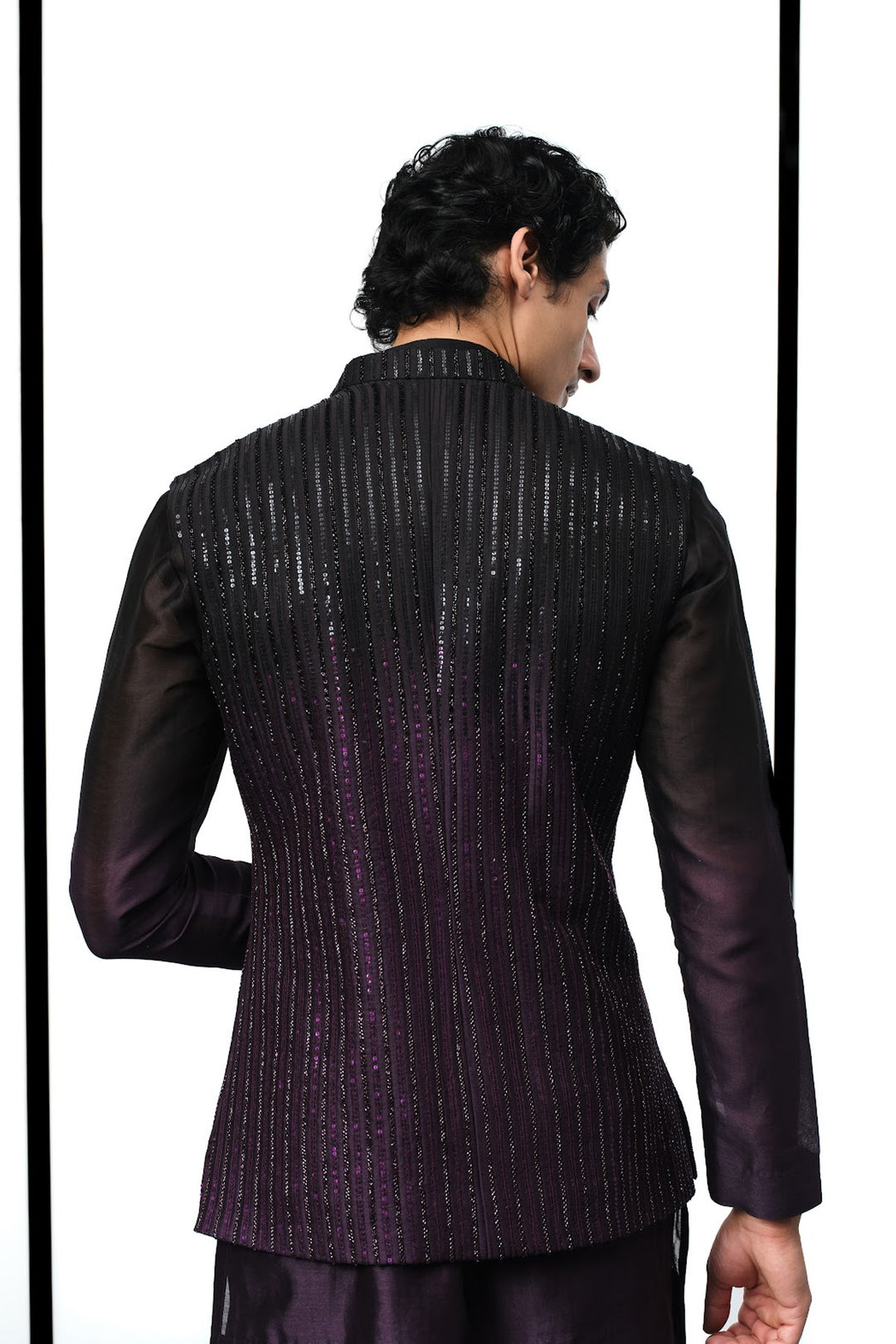 Black to purple ombre nehru set