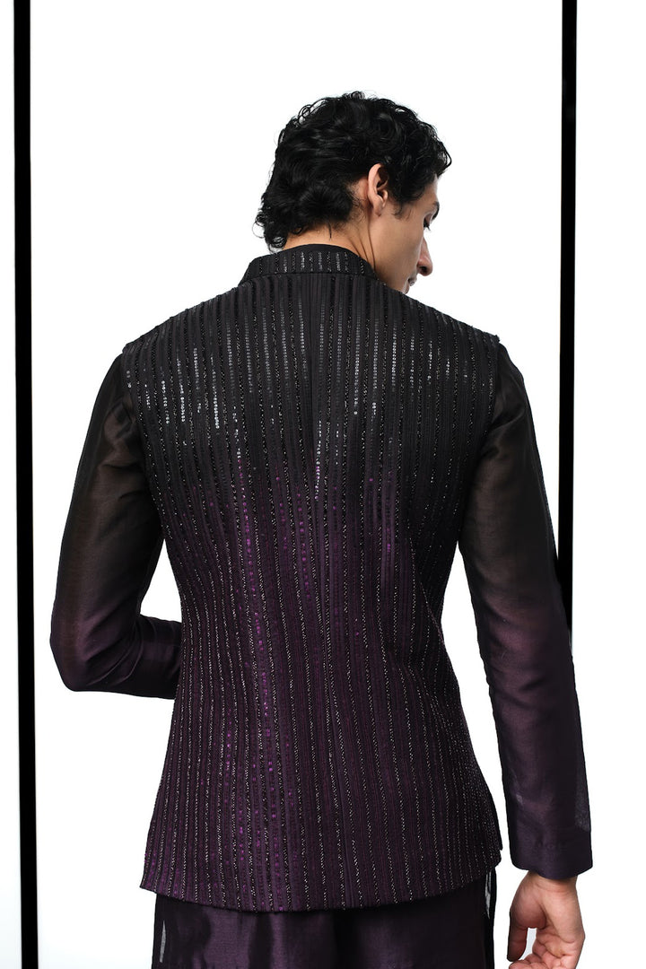Black to purple ombre nehru set