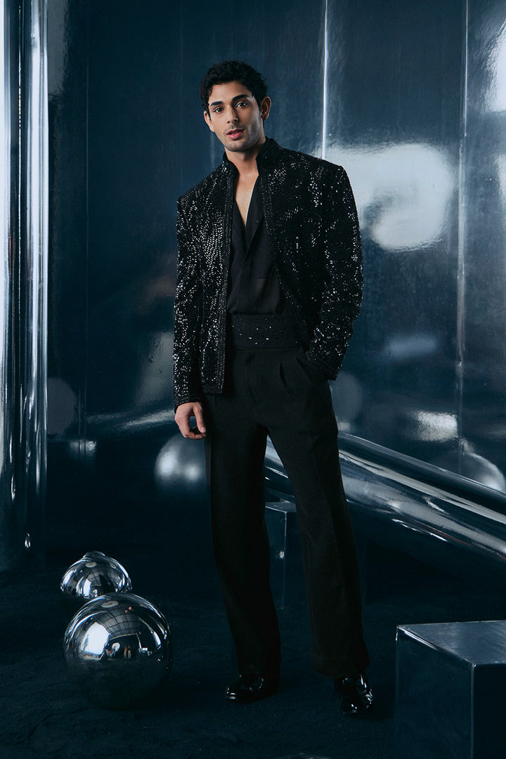 Black starry night Bandhgala jacket