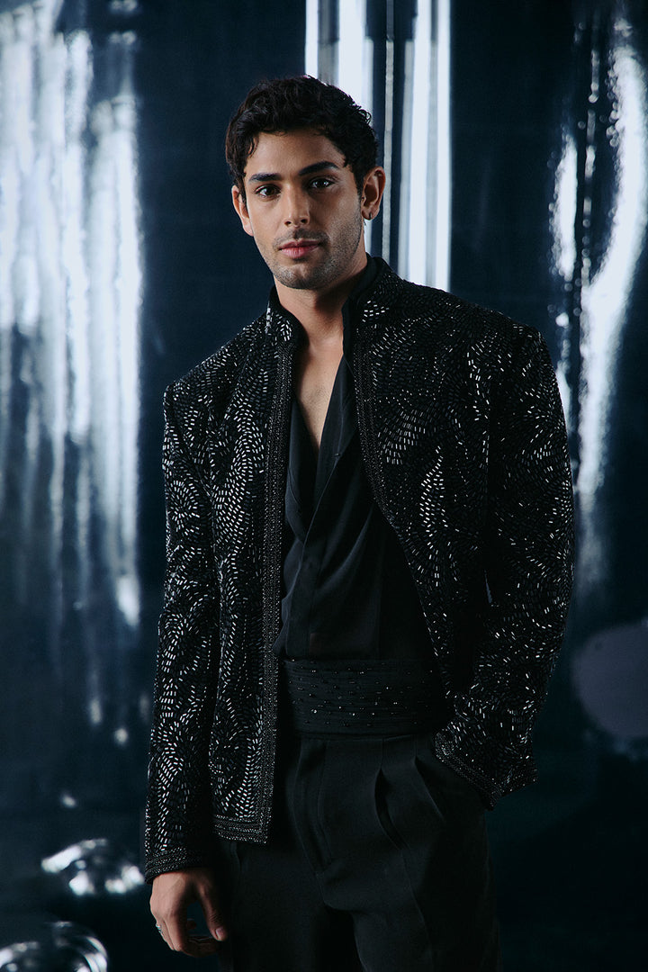 Black starry night Bandhgala jacket