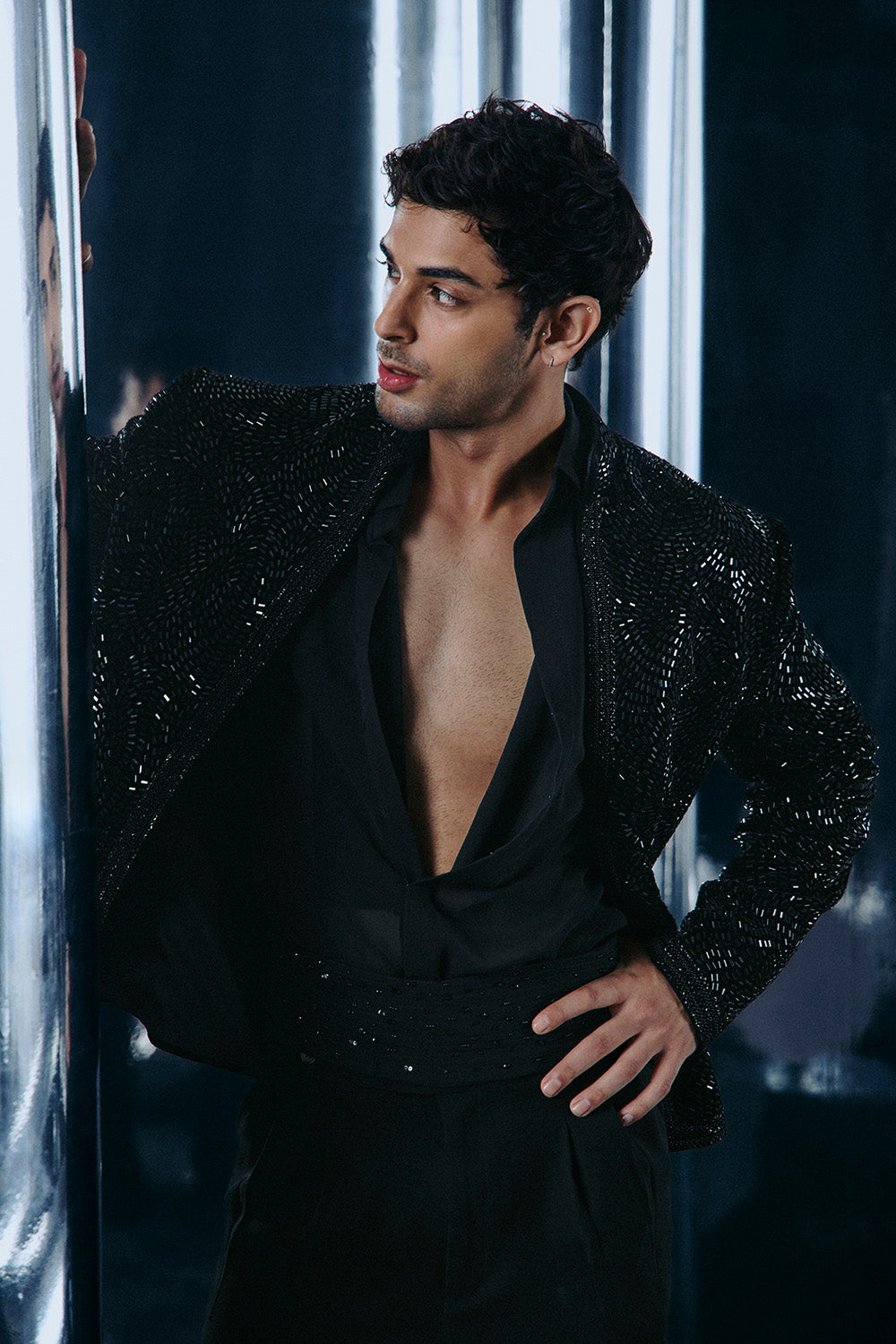 Black starry night Bandhgala jacket