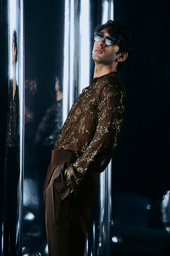 Coffee sequins shirt
