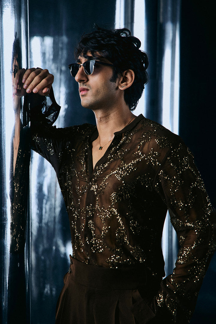 Coffee sequins shirt
