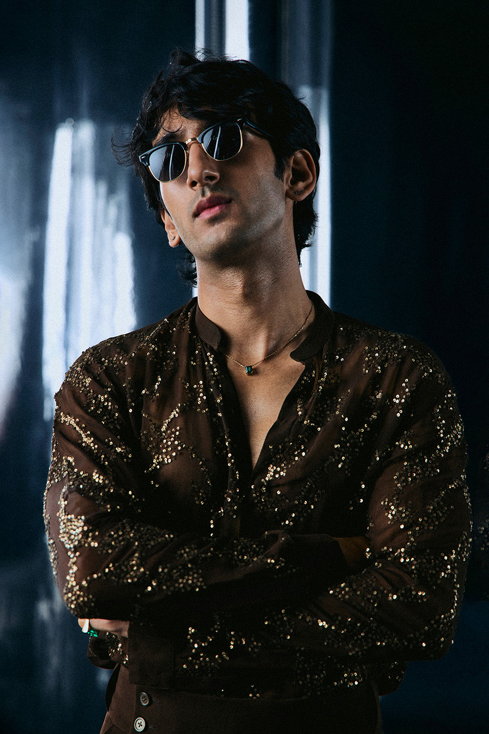 Coffee sequins shirt