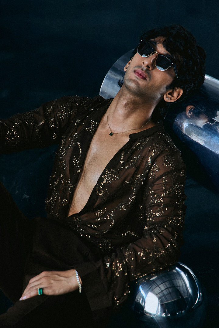 Coffee sequins shirt
