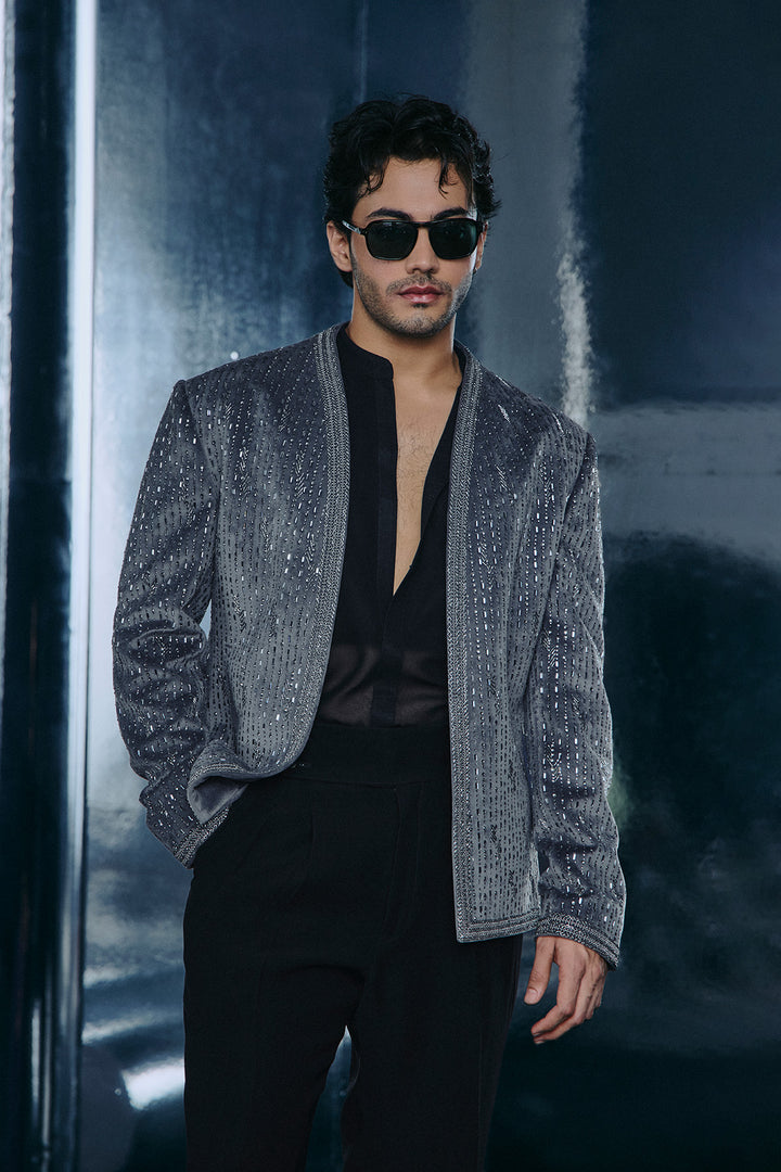 Grey velvet swarovski Jacket