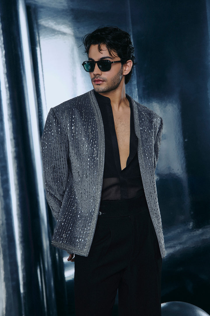 Grey velvet swarovski Jacket