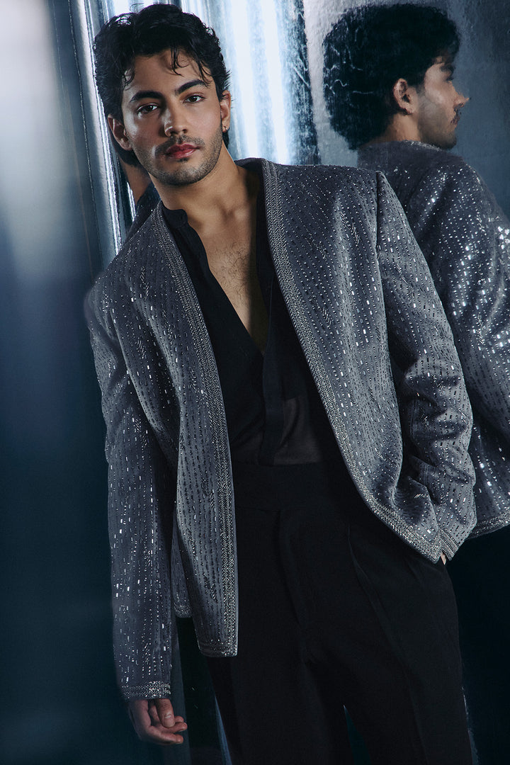 Grey velvet swarovski Jacket