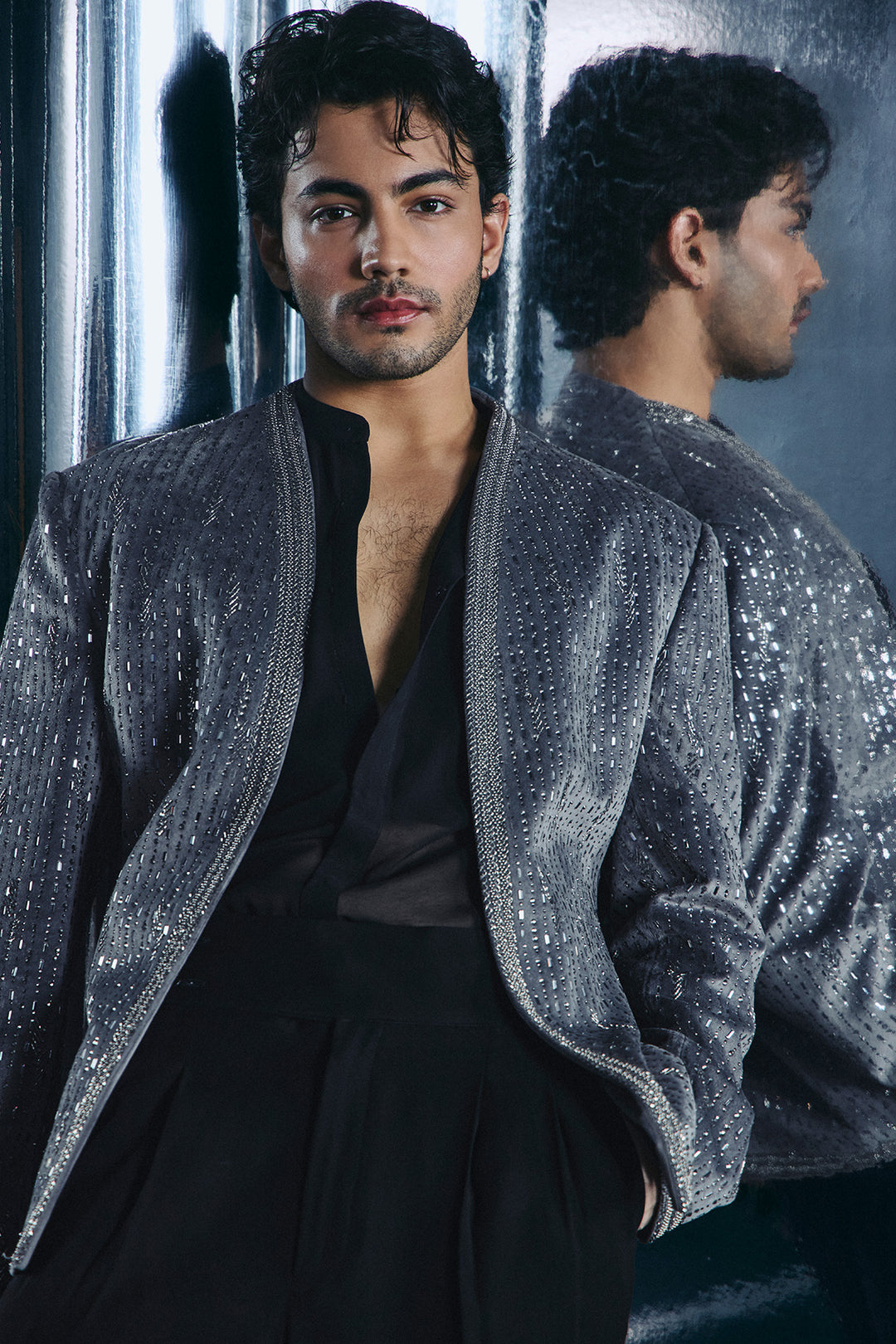 Grey velvet swarovski Jacket