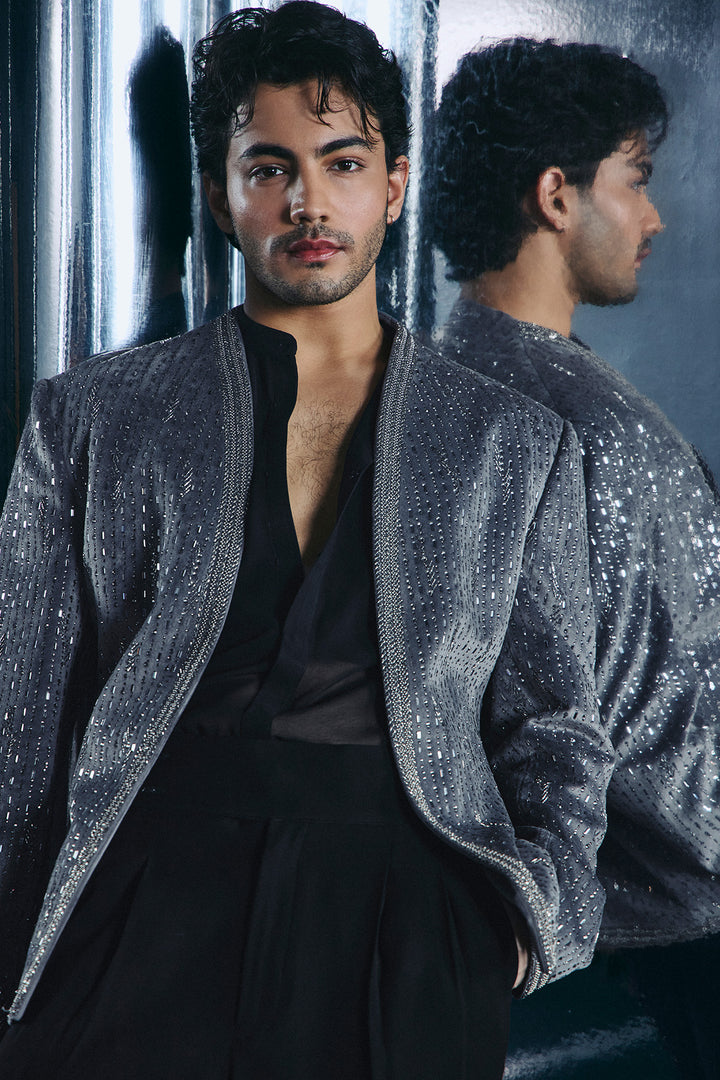 Grey velvet swarovski Jacket