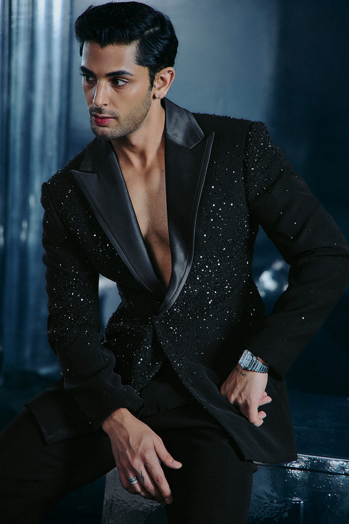 Black abstract embroidered jacket