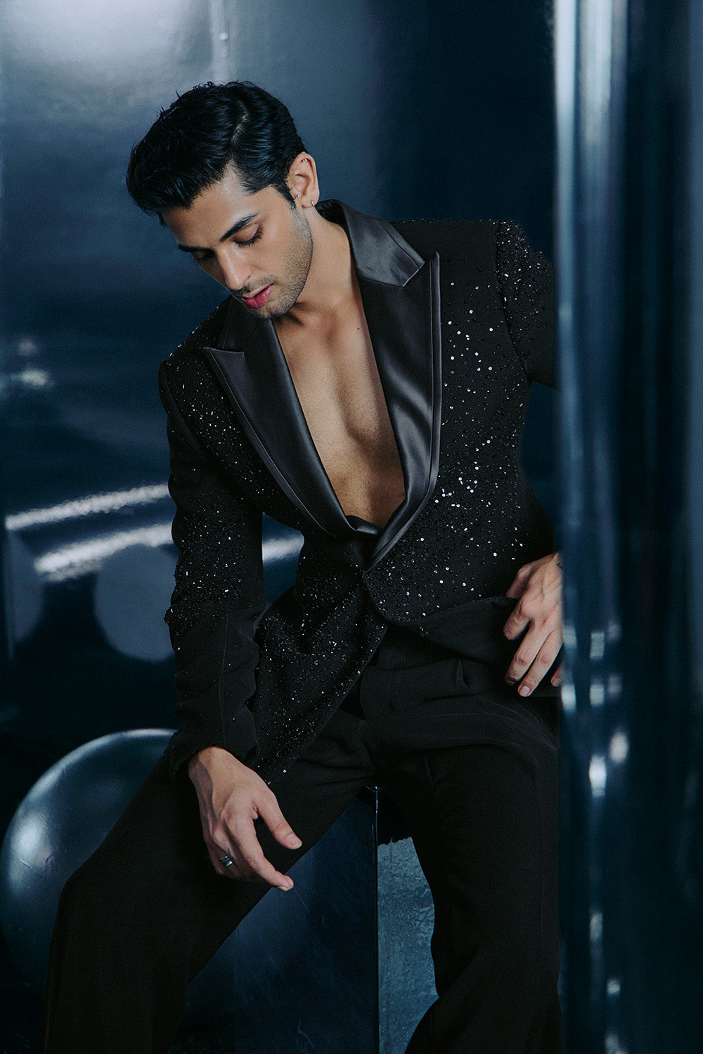 Black abstract embroidered jacket