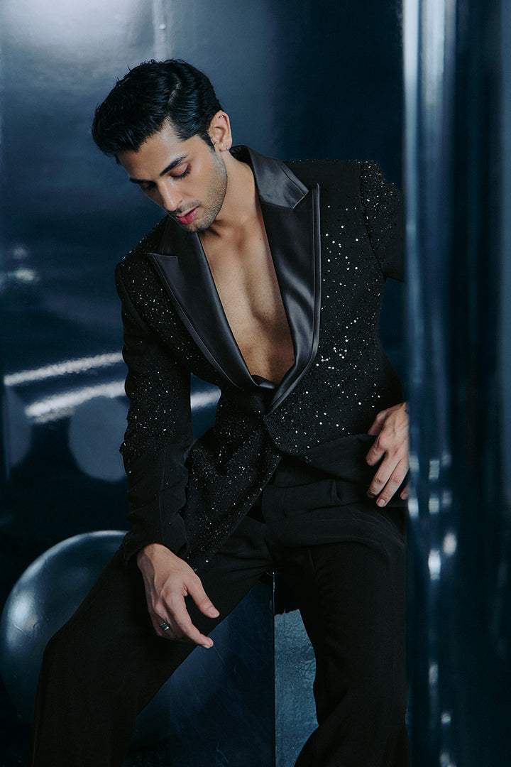 Black abstract embroidered jacket