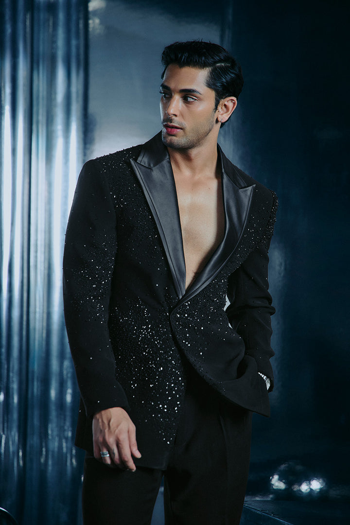Black abstract embroidered jacket