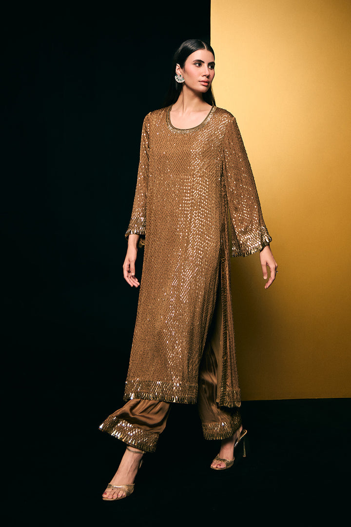 Coffee gold kashti suit