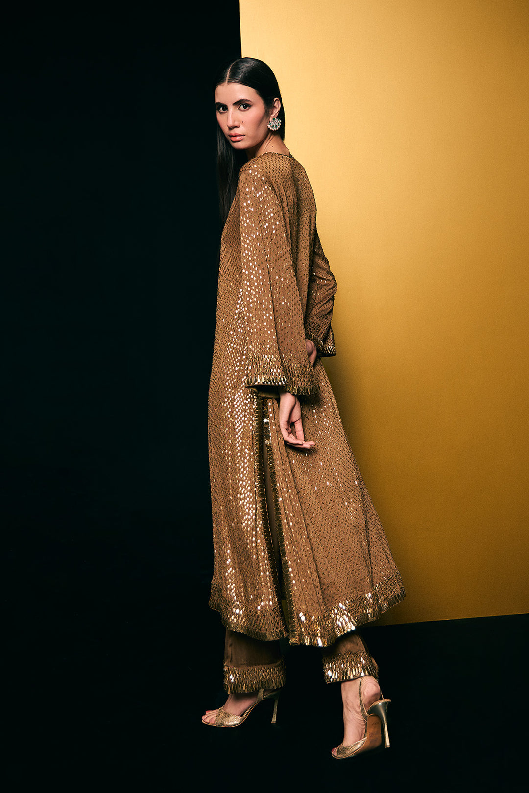 Coffee gold kashti suit