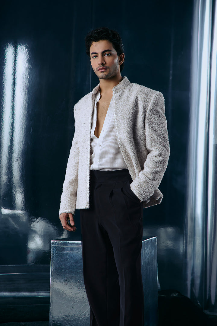 Ivory Fleece Bandhgala set