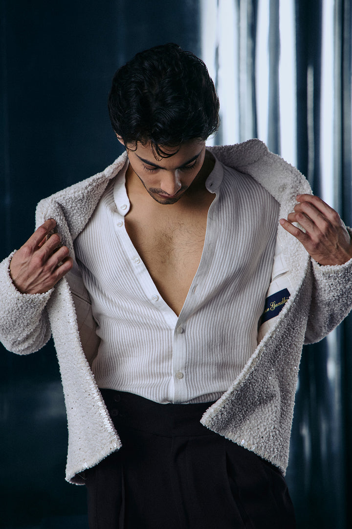 Ivory Fleece Bandhgala set