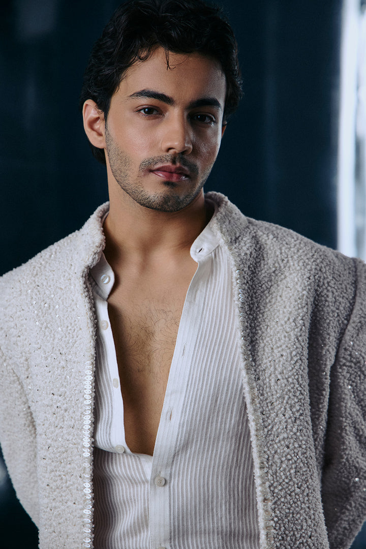 Ivory Fleece Bandhgala set