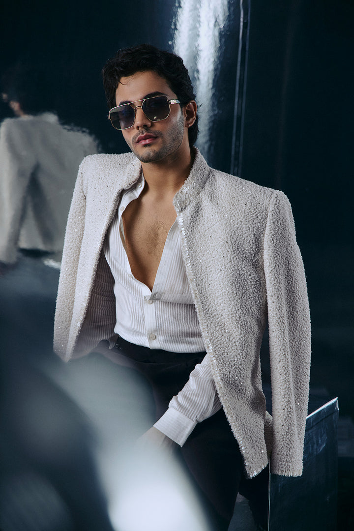Ivory Fleece Bandhgala set