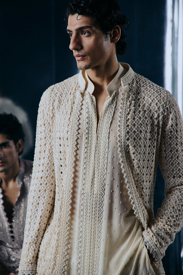 Ivory Cutwork Jacket Set