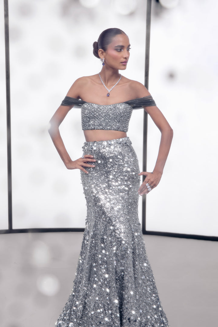 Silver sequins fishcut set