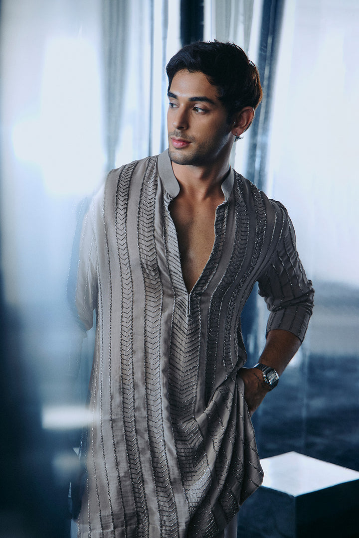 Grey Cutdana kurta