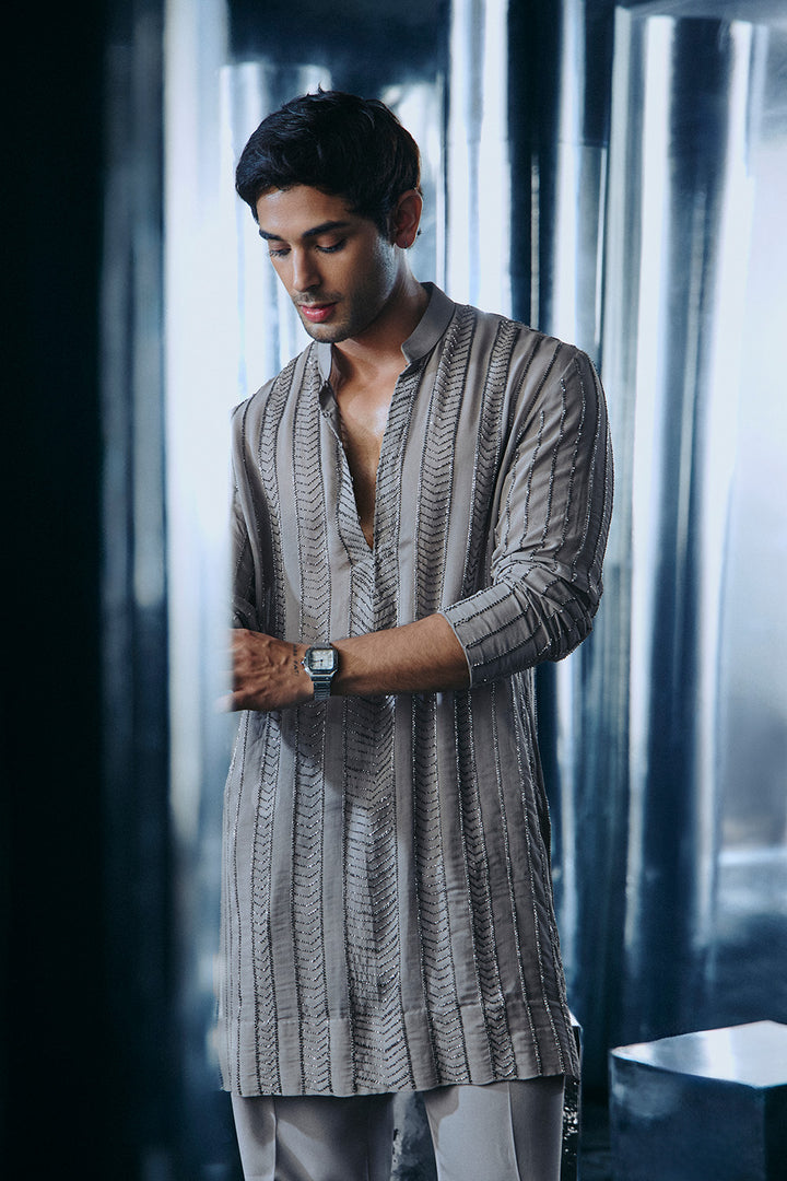 Grey Cutdana kurta