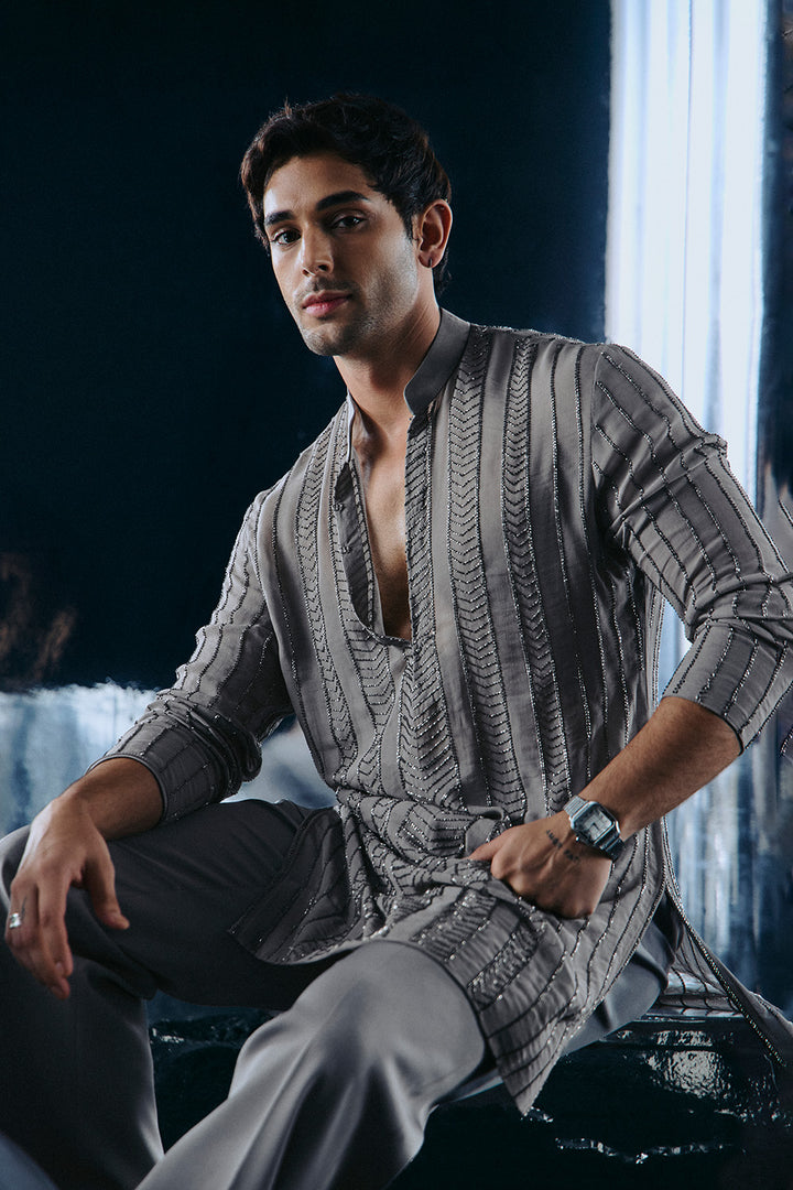 Grey Cutdana kurta