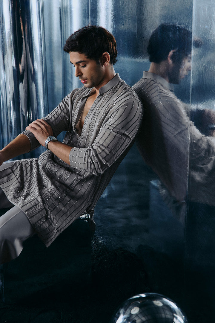Grey Cutdana kurta