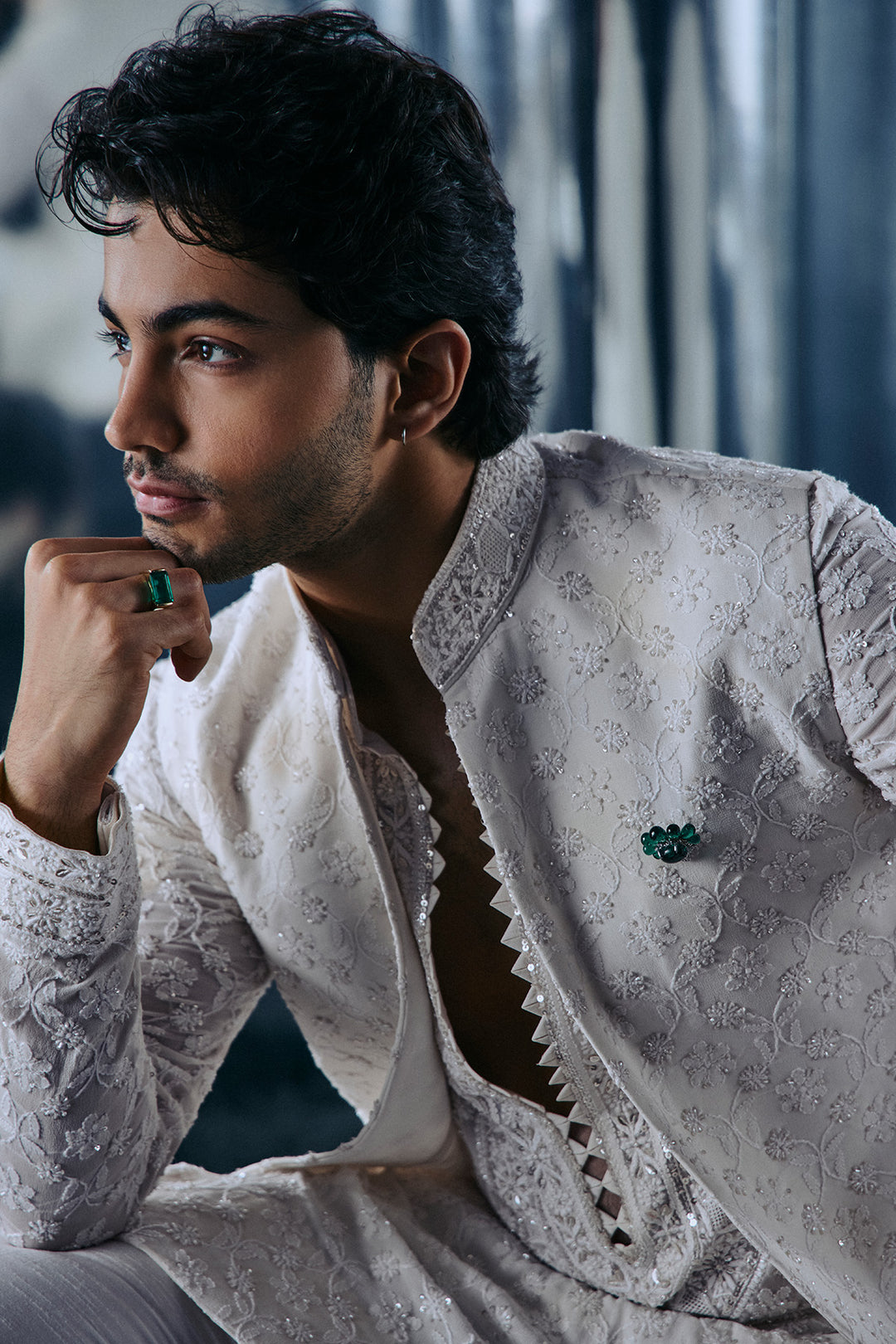 Ivory Chikankari Nehru and kurta set